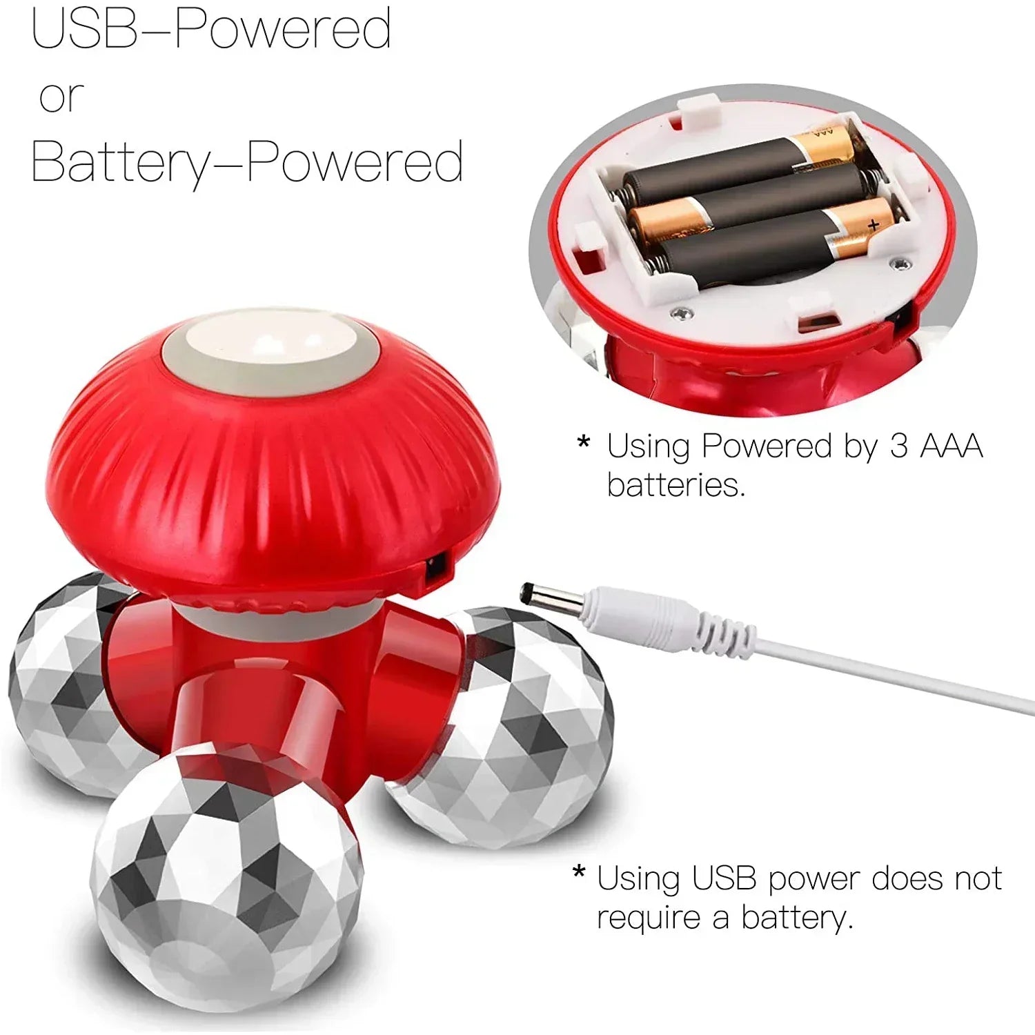 4-in-1 Handheld Vibrating Massager Portable Mini Massager Red-3